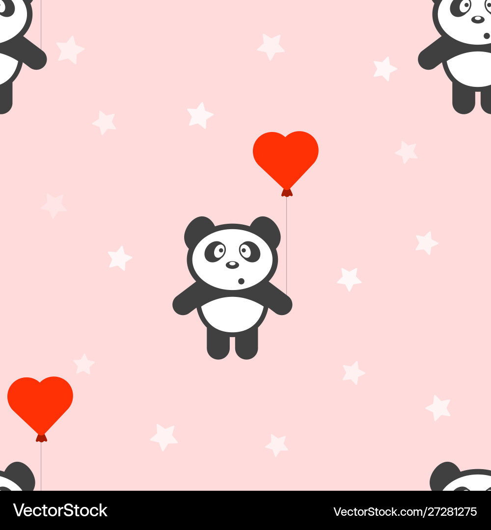Panda with a balloon seamless pattern Panda with a balloon seamless pattern vector image