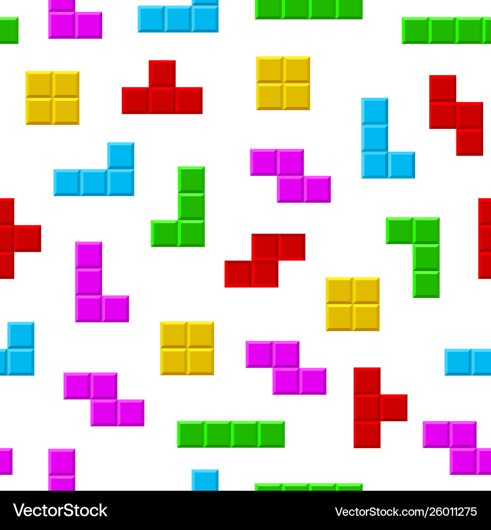 Retro Pixel Game Block Pattern Vector Image