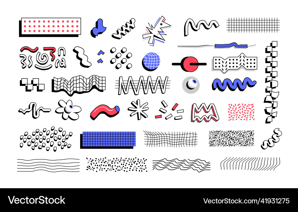 Set of abstract quirky memphis style shape Set of abstract quirky memphis style shape vector image