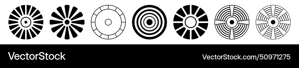 Set of seven abstract circular symmetric Set of seven abstract circular symmetric vector image