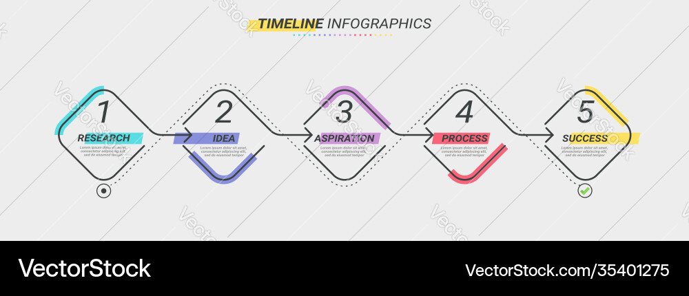 Thin line infographic template with 5 steps Thin line infographic template with 5 steps Vector Image