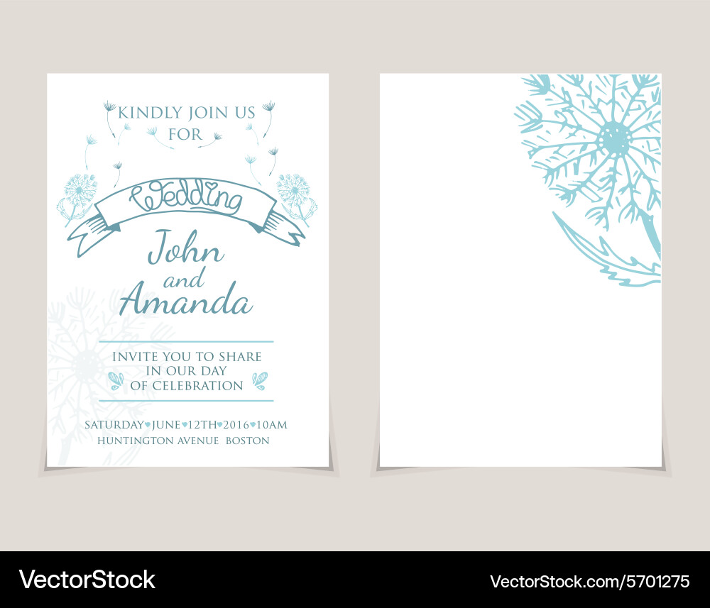 Wedding invitation card templates with hand drawn Vector Image