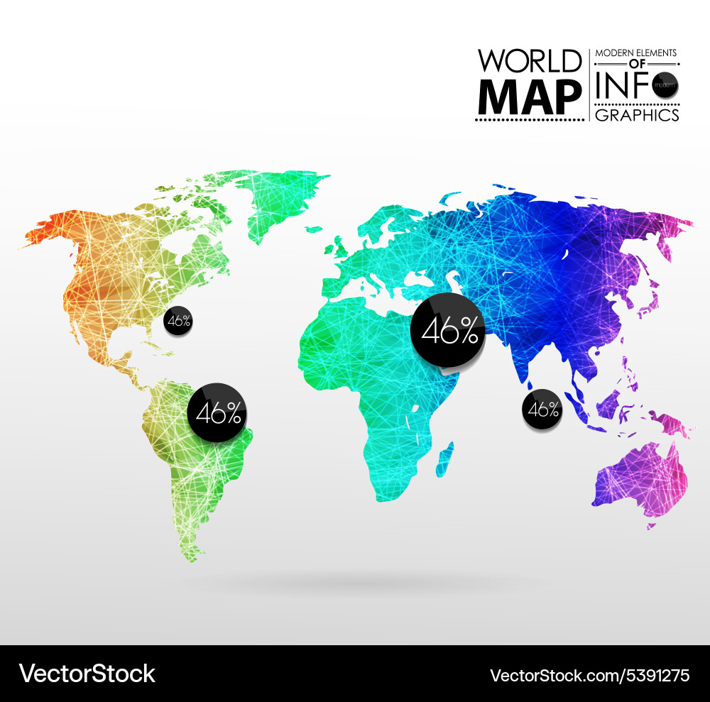 World map background in polygon Vector Image