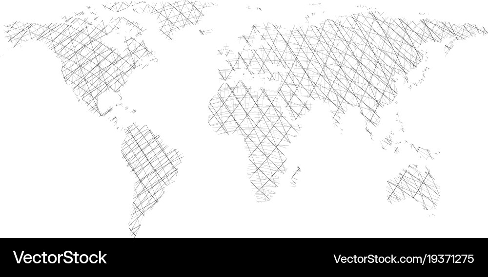 World map in form intersecting lines Vector Image