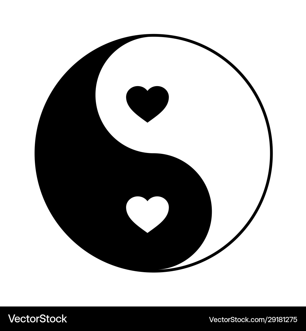 Yin Yang Symbol with Heart Vector Image
