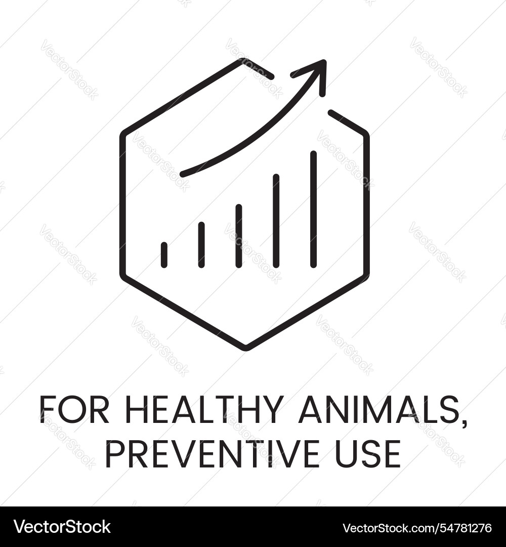 A linear icon of hexagon with graph vector image