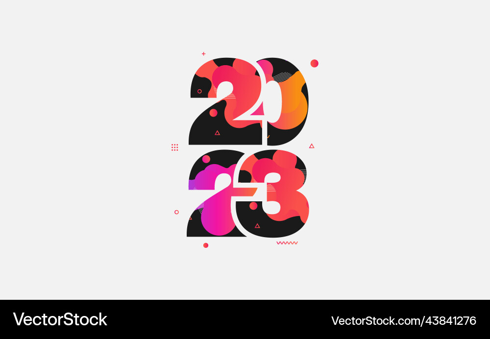 Abstract liquid shapes design with number 2023 vector image