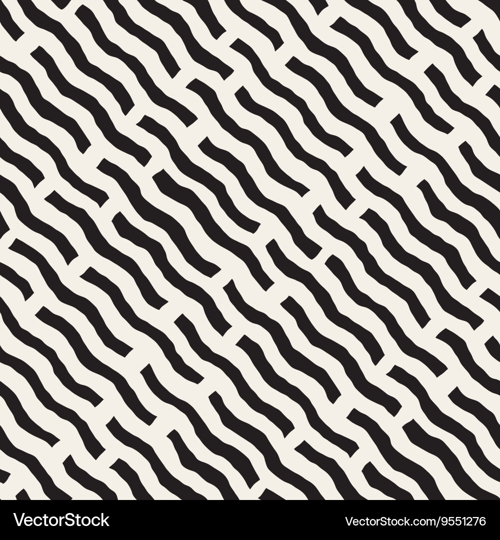Black and White Diagonal Wave Pattern vector image