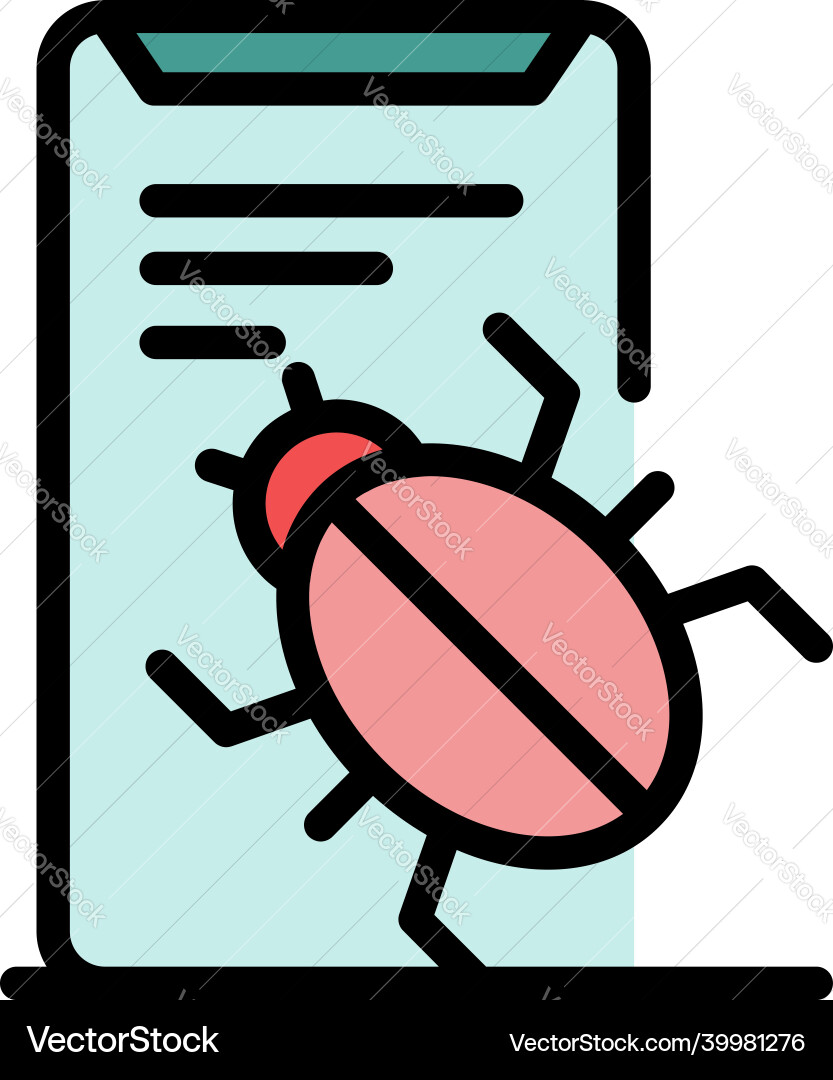 Bug in the app icon color outline Bug in the app icon color outline vector image