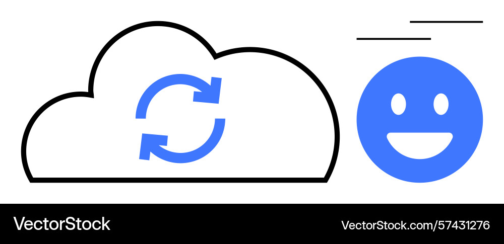 Cloud synchronization with happy face symbolizing Cloud synchronization with happy face symbolizing vector image
