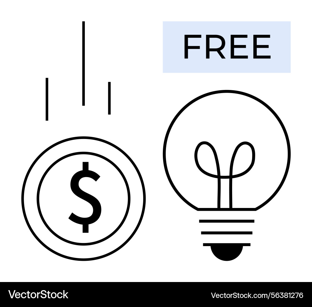 Coin dropping with lightbulb and free text Vector Image