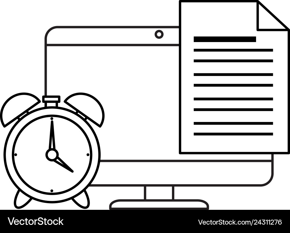 Electronic document with computer and alarm Electronic document with computer and alarm vector image