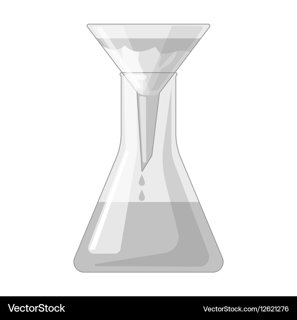 Filtration of water solution in a conical flask Vector Image