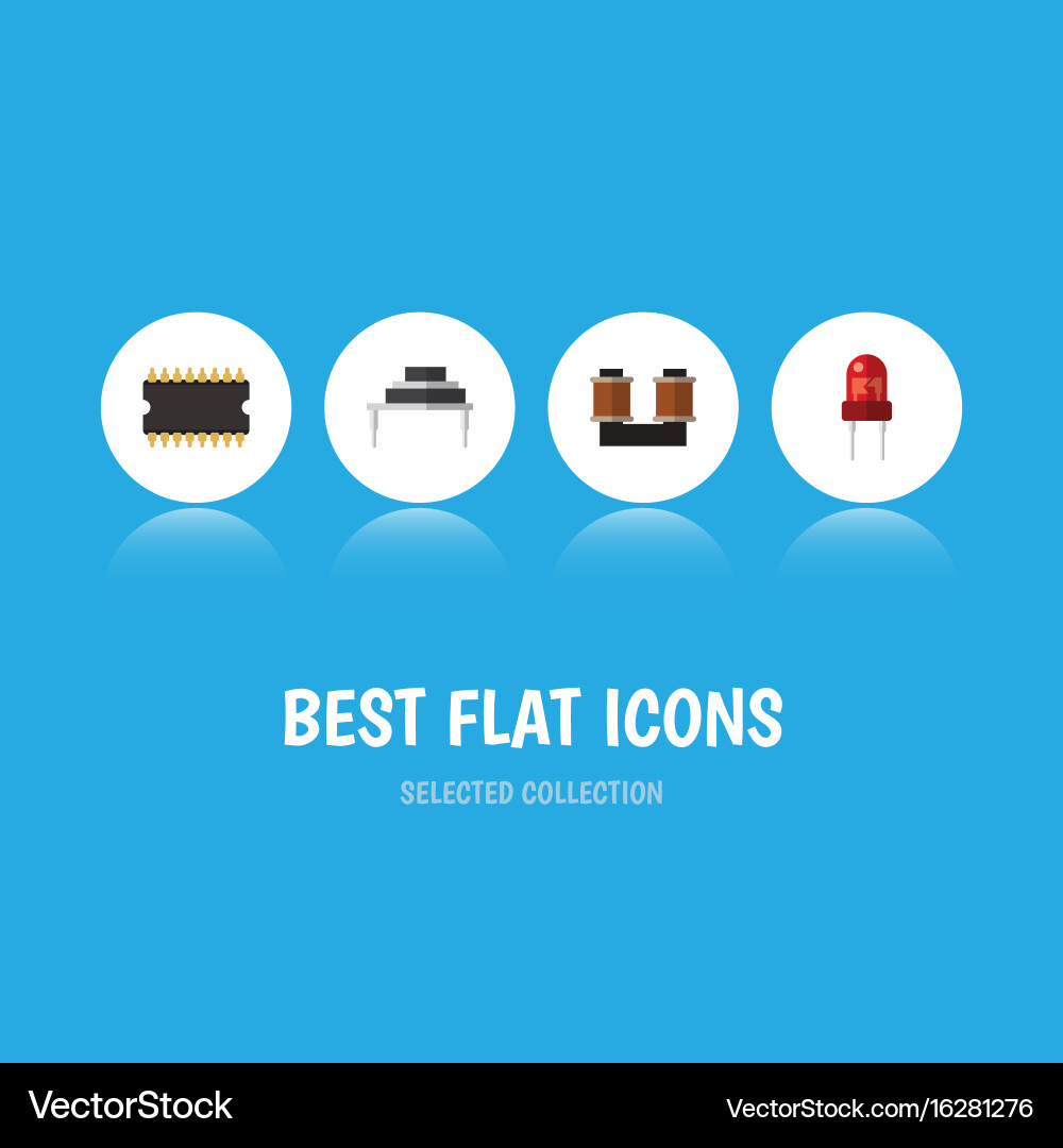 Flat icon technology set of microprocessor vector image