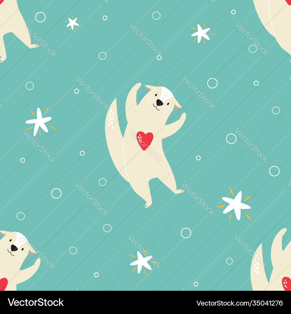 Funny seamless pattern with dancing otters Funny seamless pattern with dancing otters vector image