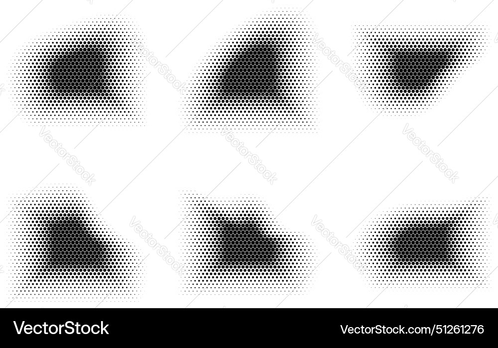 Halftone hexagon pattern reprographic technique Vector Image