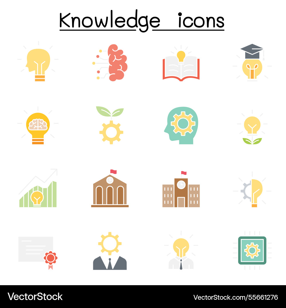 Knowledge set in flat color style Knowledge set in flat color style vector image