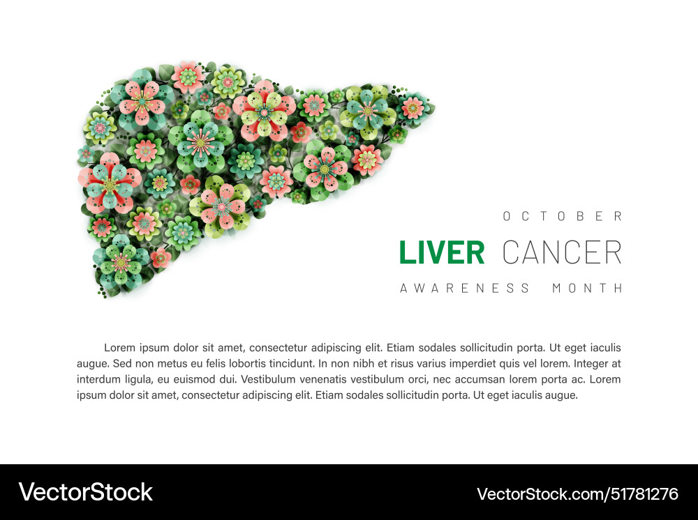 Liver cancer awareness month poster with flowers Liver cancer awareness month poster with flowers Vector Image