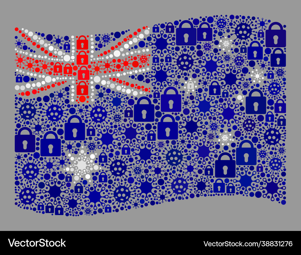 Lockdown waving australia flag - collage lock Lockdown waving australia flag - collage lock vector image