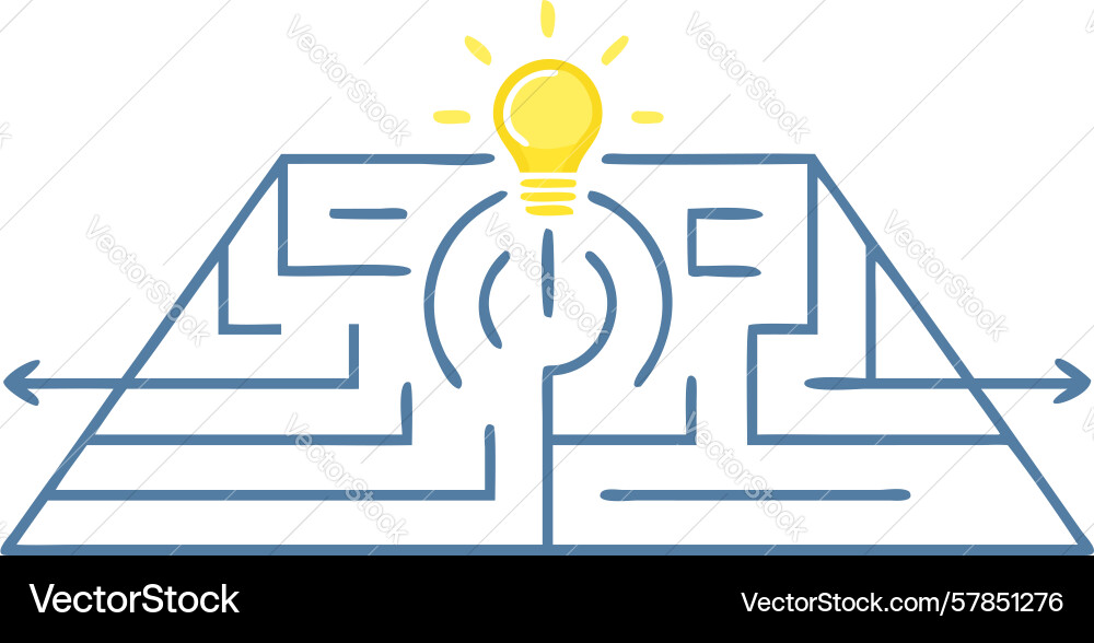Maze with lightbulb solution idea icon design vector image