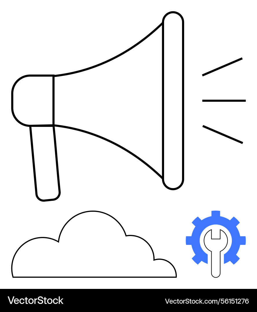 Megaphone emphasizing communication with cloud Megaphone emphasizing communication with cloud Vector Image