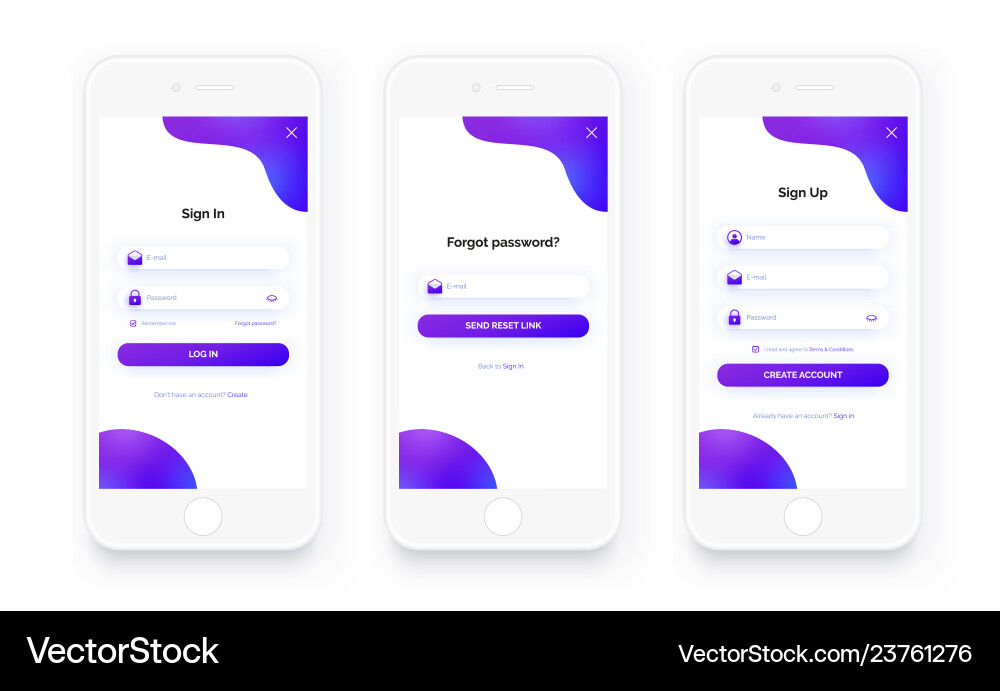 Mobile Sign Up Form UI Kit vector image