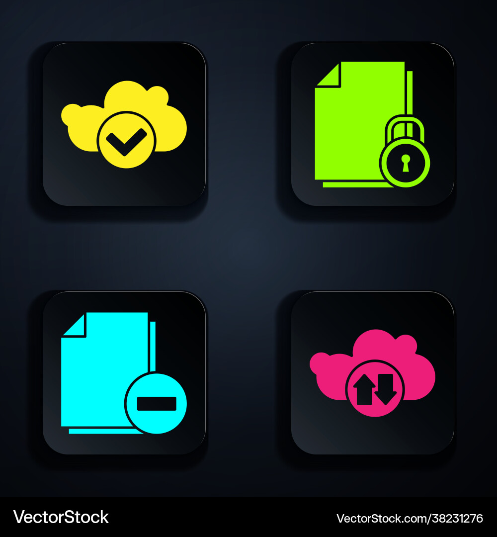 Set cloud download and upload with check Set cloud download and upload with check vector image
