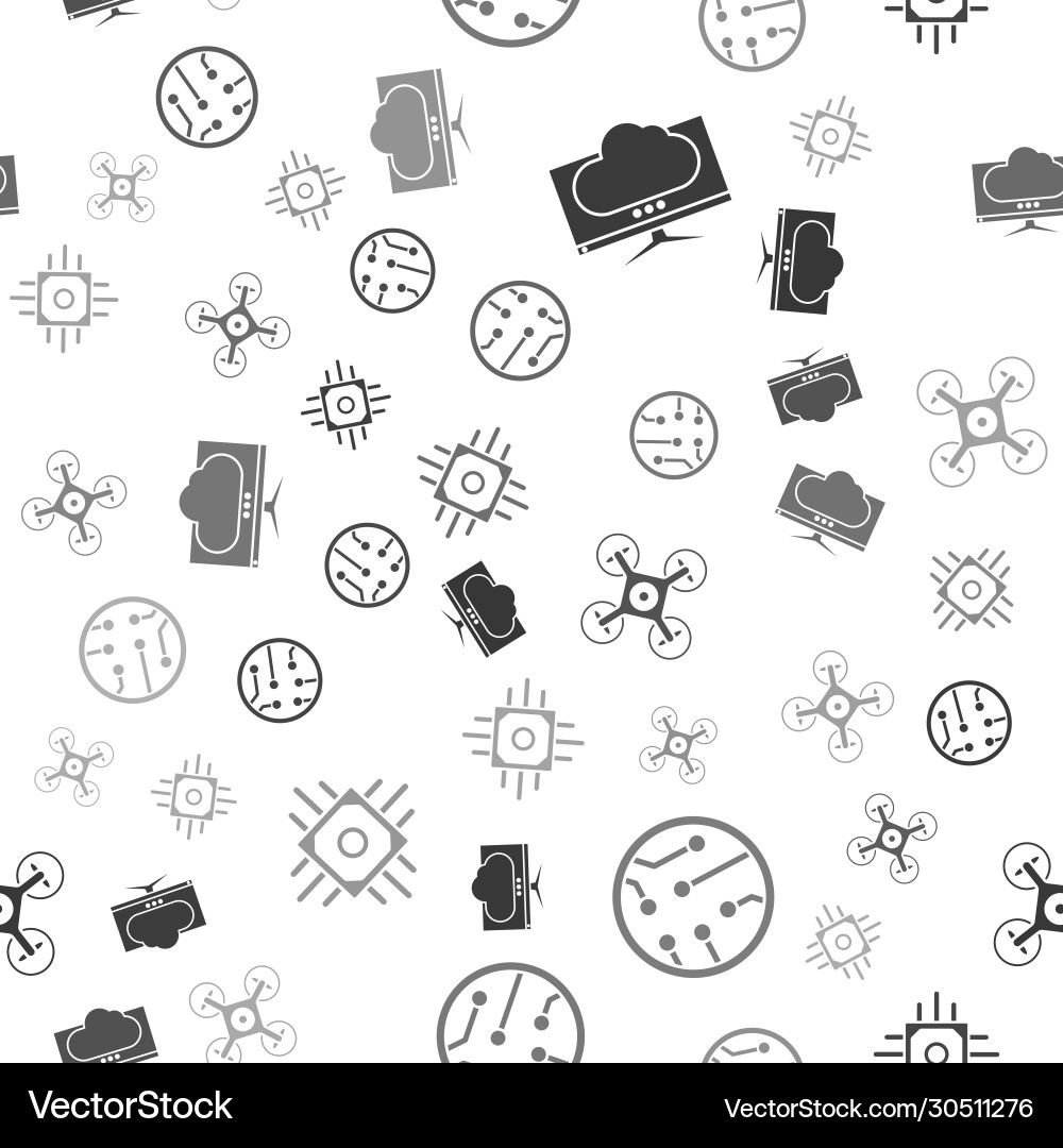 Set computer monitor screen processor drone Vector Image