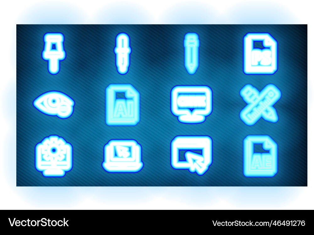 Set line ae file document crossed ruler Set line ae file document crossed ruler vector image