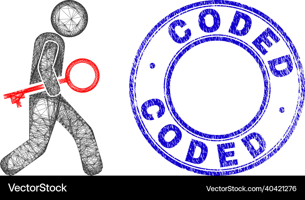 Textured coded stamp and hatched irregular mesh Textured coded stamp and hatched irregular mesh vector image