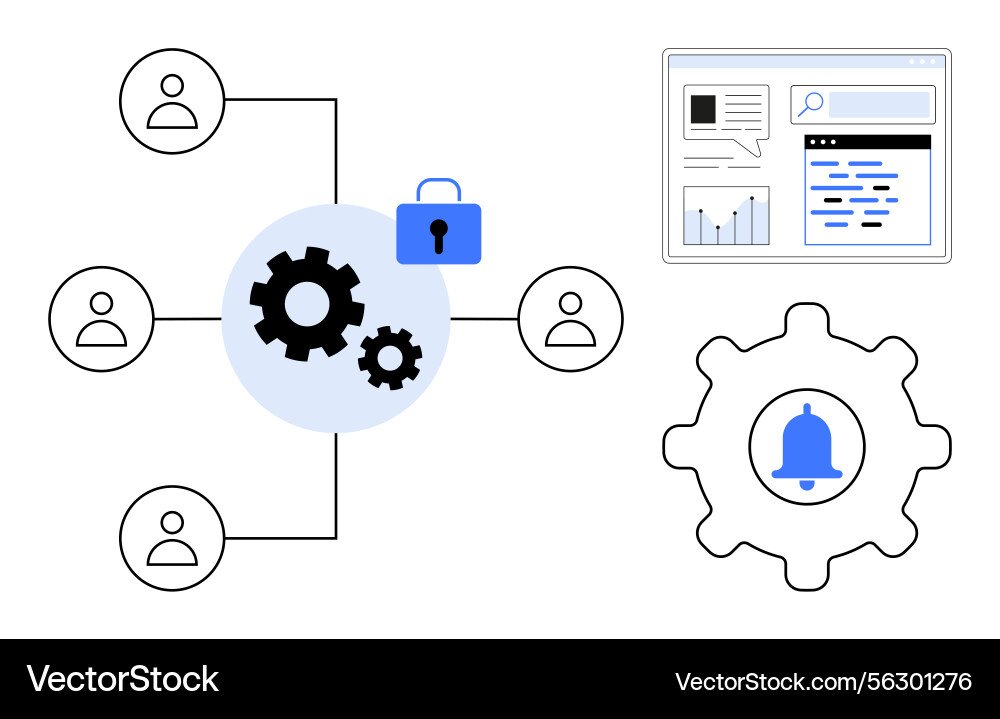 Verbundnetz mit Sicherheit und automatisiert Verbundnetz mit Sicherheit und automatisiert vektorbild