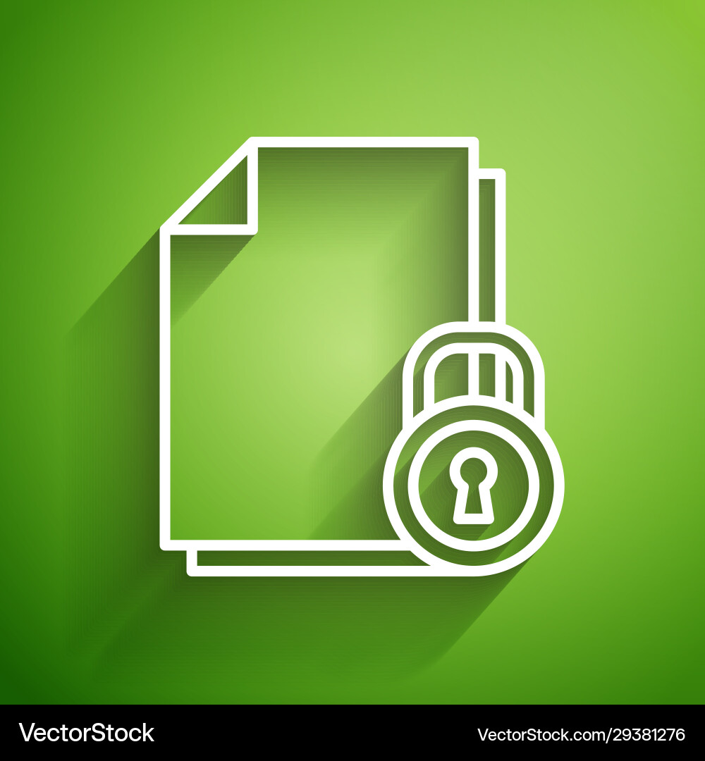 White line document and lock icon isolated White line document and lock icon isolated Vector Image