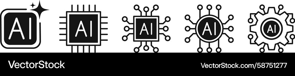Artificial intelligence chip icons ai processor Vector Image