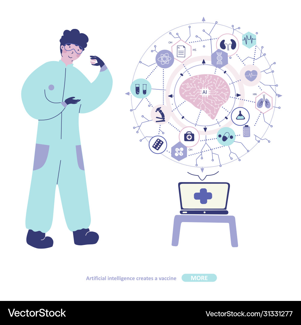 Artificial intelligence development vaccine Vector Image