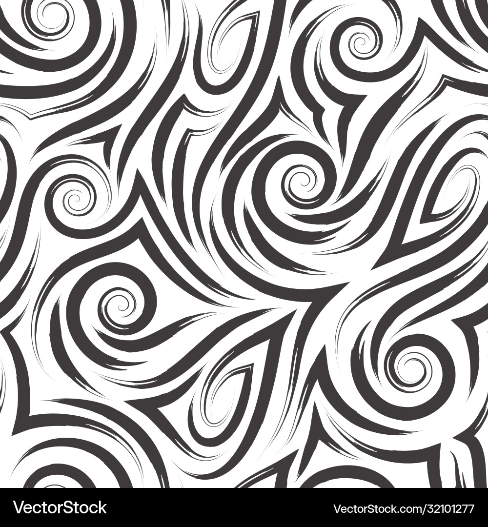 Black seamless pattern spirals and curls Black seamless pattern spirals and curls Vector Image