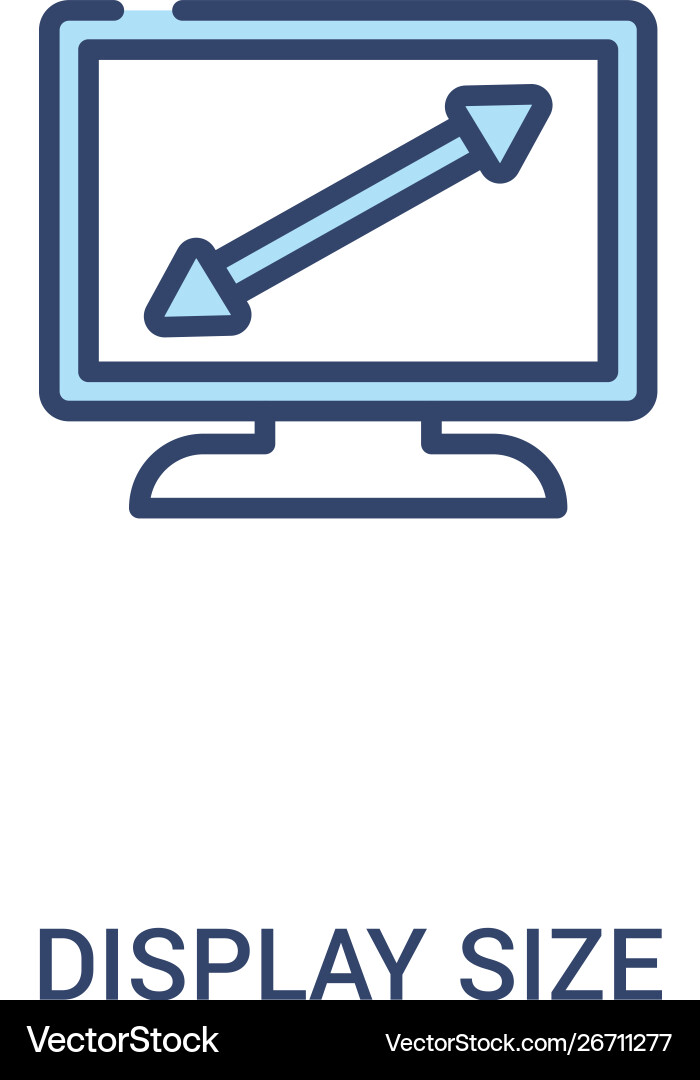 Display size concept 2 colored icon simple line Display size concept 2 colored icon simple line vector image