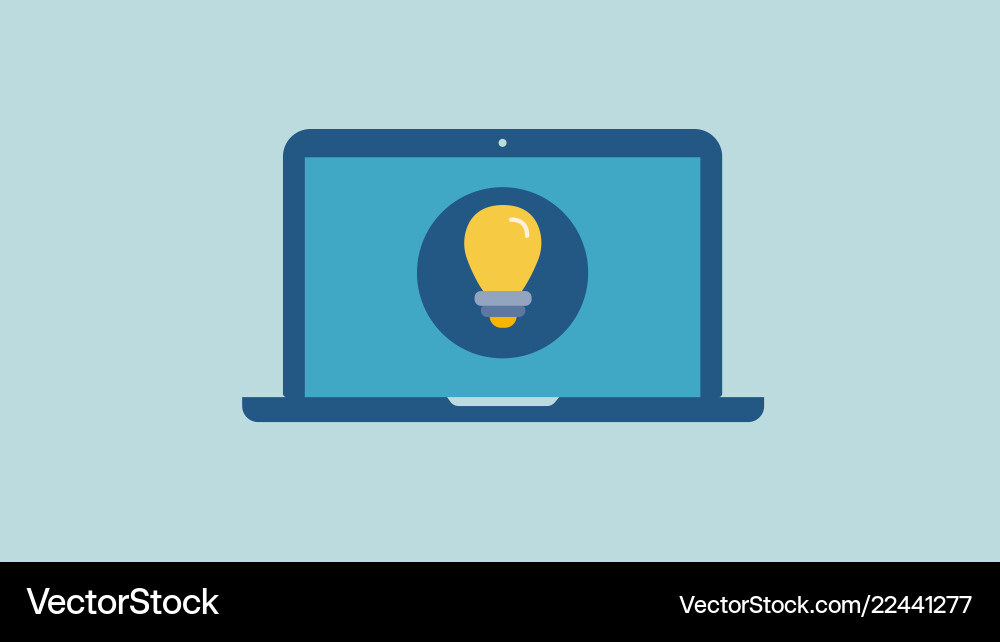 Flat computer with bulb icon Flat computer with bulb icon vector image