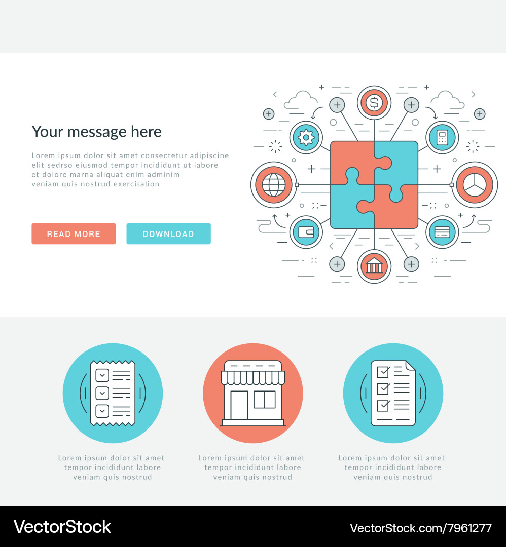 Flat line business concept web site header vector image