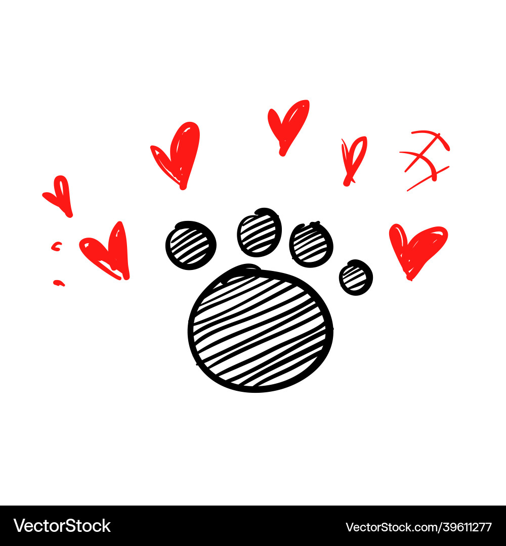 Hand gezeichnet Doodle Paw Liebesikone isoliert Hand gezeichnet Doodle Paw Liebesikone isoliert vektorbild