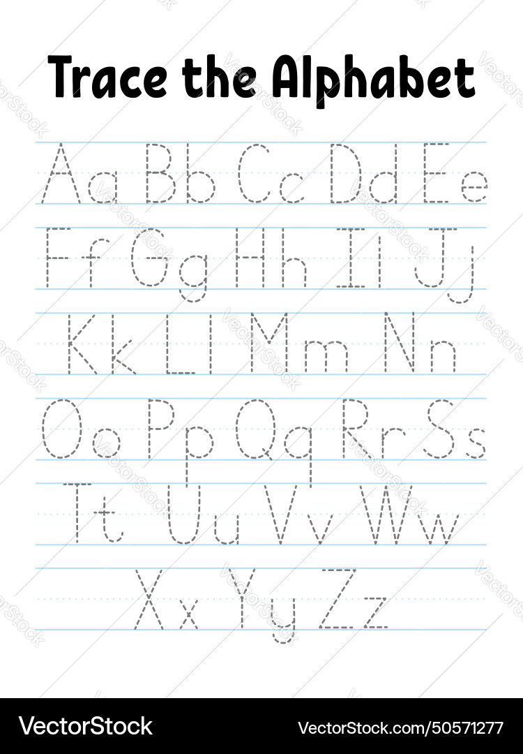 Letter Tracing Worksheet - Unicorn Theme Vector Image