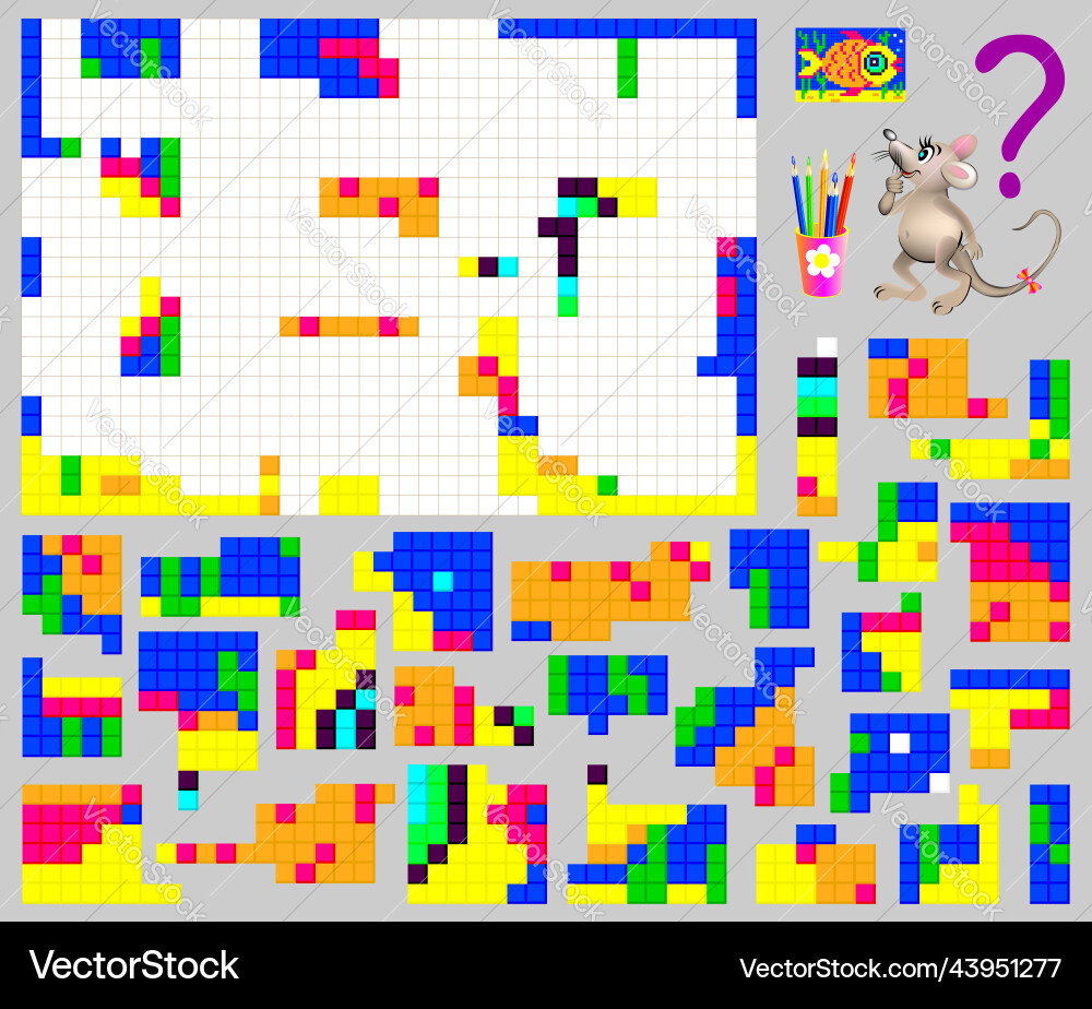 Logic puzzle game need to find the correct place Logic puzzle game need to find the correct place vector image