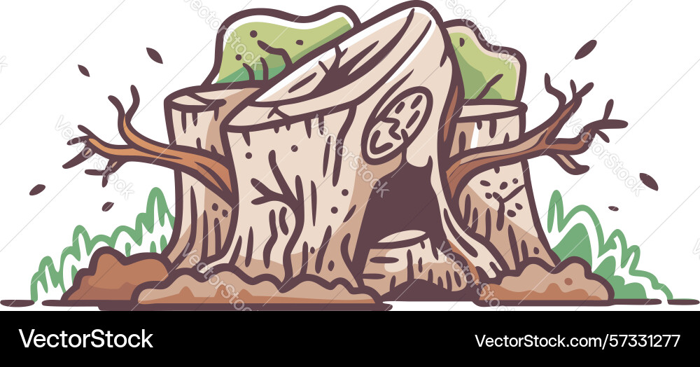 Old tree stump with character design generative ai Vector Image