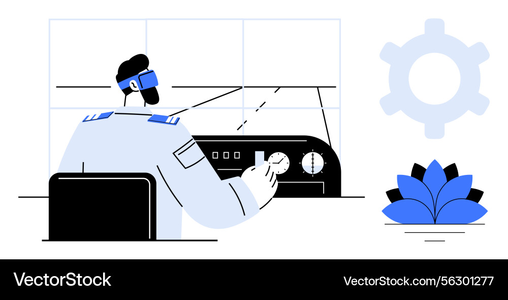 Pilot controlling aircraft using flight dashboard Pilot controlling aircraft using flight dashboard vector image