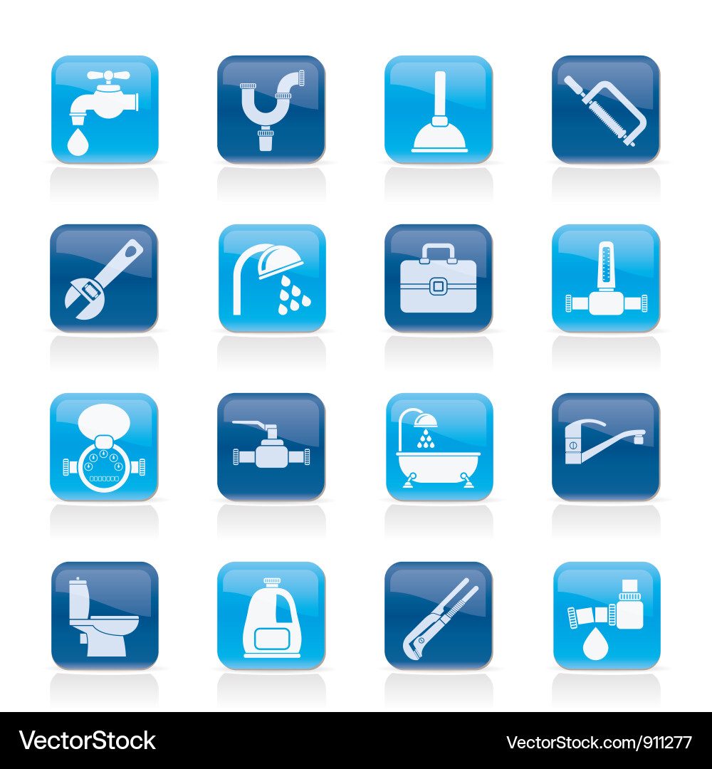 Plumbing Tools and Icons vector image