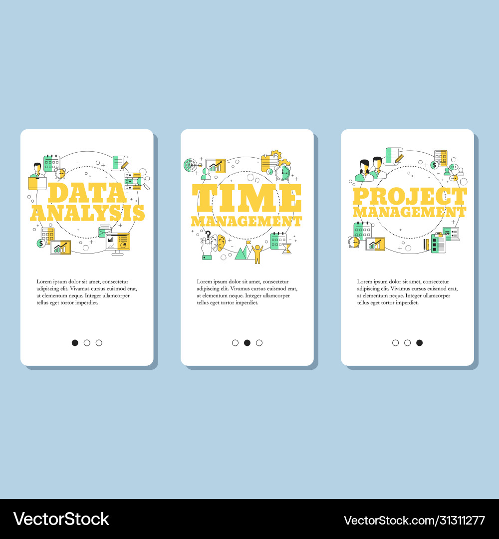 Project management data analysis and time Project management data analysis and time vector image