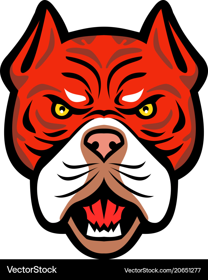 Red tiger bulldog head front mascot Royalty Free Vector