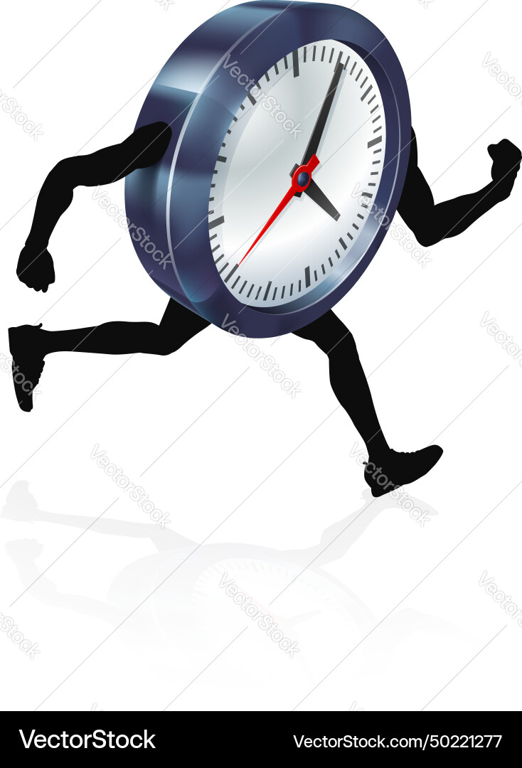 Running time concept clock Running time concept clock vector image