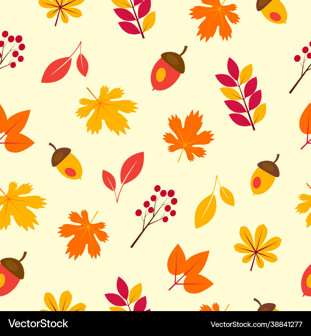 Seamless pattern with fall autumn leaves maple Seamless pattern with fall autumn leaves maple vector image
