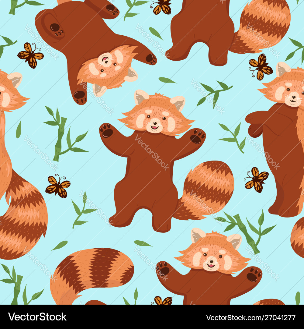 Seamless pattern with red pandas graphics Seamless pattern with red pandas graphics vector image