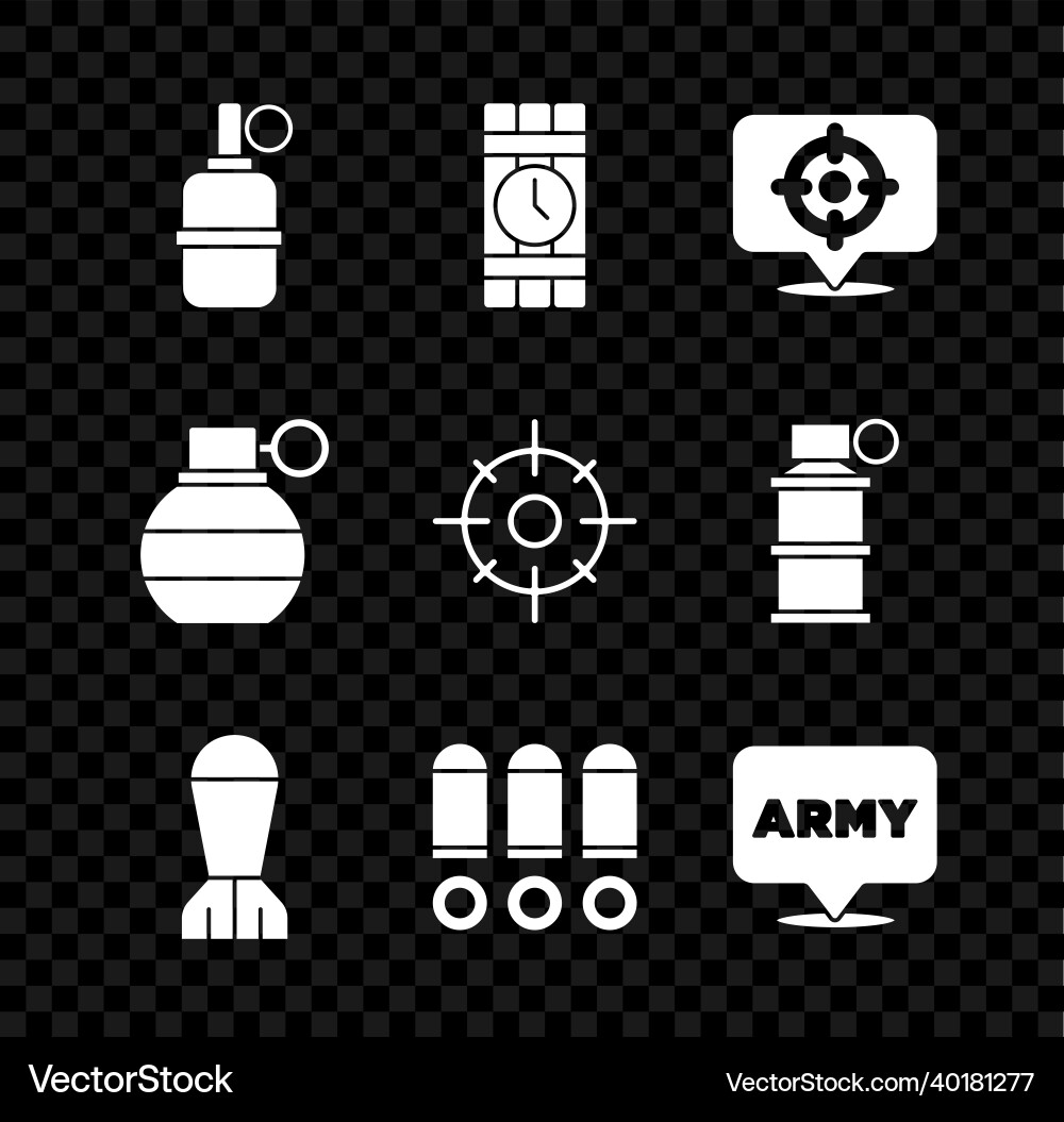 Set hand grenade dynamite timer clock target Set hand grenade dynamite timer clock target vector image